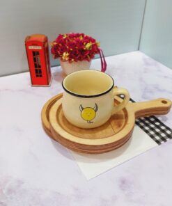 زیر لیوانی چوبی دسته دار راکتی