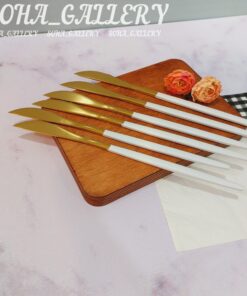 ست کارد استیل سفید و مشکی