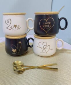 ماگ در چوبی طرح قلبی فانتزی کد 1070