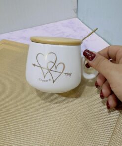 ماگ در چوبی طرح قلبی فانتزی کد 1070