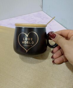 ماگ در چوبی طرح قلبی فانتزی کد 1070