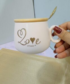 ماگ در چوبی طرح قلبی فانتزی کد 1070