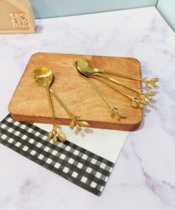 قاشق طلایی طرح برگ