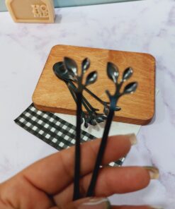 قاشق استیل طرح برگی