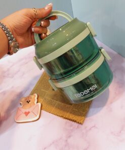 لانچ باکس استیل دوطبقه دسته دار