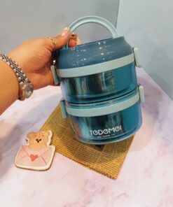 لانچ باکس استیل دوطبقه دسته دار