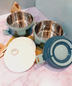 لانچ باکس استیل دوطبقه دسته دار