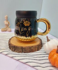 ماگ ست درپیچی مشکی طلایی