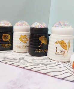 ماگ درپیچی طرح برگ طلایی