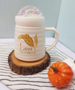 ماگ درپیچی طرح برگ طلایی