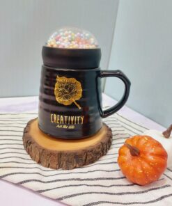 ماگ درپیچی طرح برگ طلایی