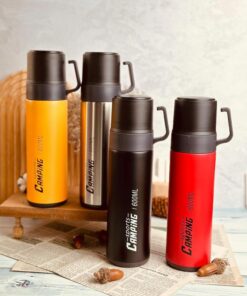 فلاسک استیل دو لیوانه رنگی 600