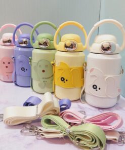 تراول ماگ فانتزی رنگی کاور چرمی