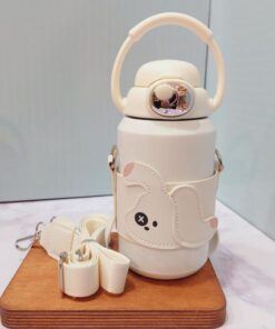 تراول ماگ فانتزی رنگی کاور چرمی