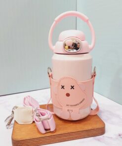 تراول ماگ فانتزی رنگی کاور چرمی