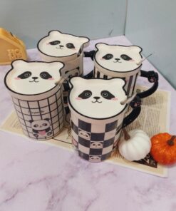 ماگ پاندایی طرح شطرنجی