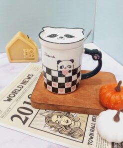 ماگ پاندایی طرح شطرنجی