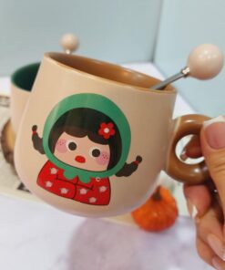 ماگ قاشق دار دختر و پسر روسی کد1497