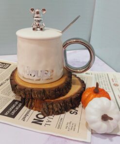 ماگ ست خرسی سفید مشکی دسته بزرگ کد1501