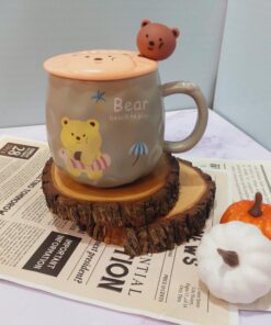 ماگ طرح خرس رنگی قاشق فانتزی کد1503