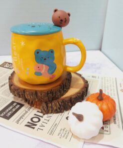 ماگ طرح خرس رنگی قاشق فانتزی کد1503