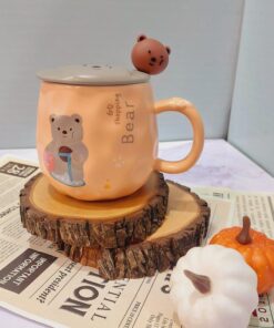 ماگ طرح خرس رنگی قاشق فانتزی کد1503