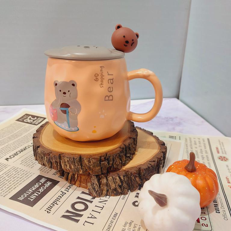 ماگ طرح خرس رنگی قاشق فانتزی کد1503