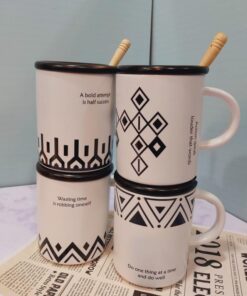 ماگ سنتی سفید و مشکی کد1517