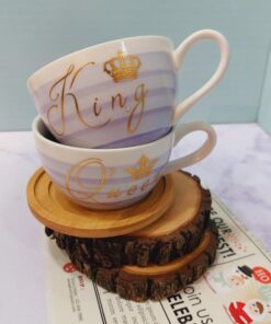 ست فنجون لاته خوری کینگ و کویین بنفش کد 1544