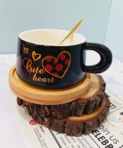 فنجون لاته خوری سینی چوبی قلبی کد 1545