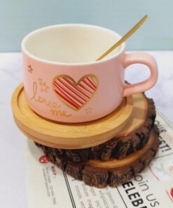 فنجون لاته خوری سینی چوبی قلبی کد 1545