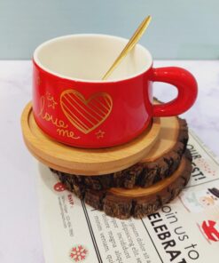 فنجون لاته خوری سینی چوبی قلبی کد 1545