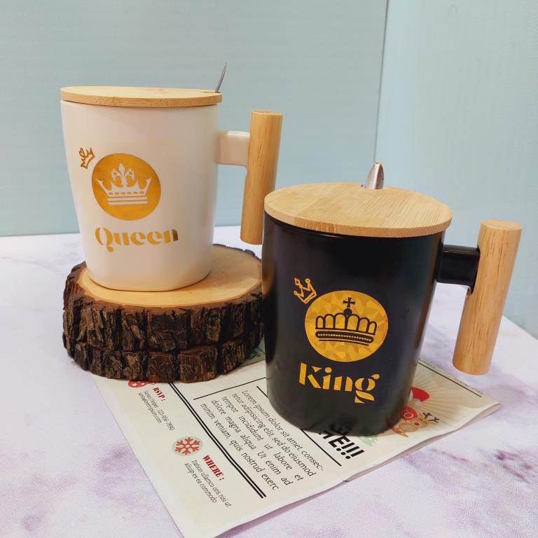 ماگ ست کینگ و کوِِِِیین دسته چوبی کد1549