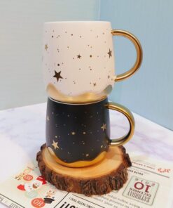 ماگ ست ستاره دار سفید و مشکی کد 1586