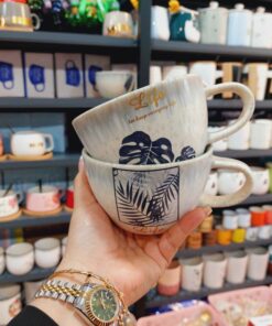 فنجون لاته خوری طرح برگ کد 1587