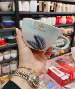 فنجون لاته خوری طرح برگ کد 1587