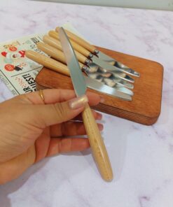 کارد و چنگال استیل دسته چوبی کد 1628