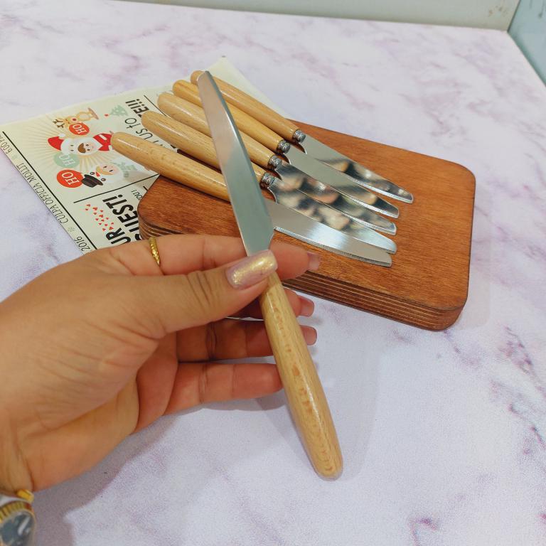 کارد و چنگال استیل دسته چوبی کد 1628