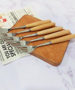 کارد و چنگال استیل دسته چوبی کد 1628