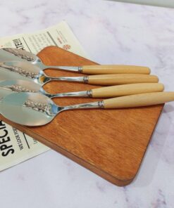 قاشق چنگال استیل دسته چوبی غذاخوری کد 1627