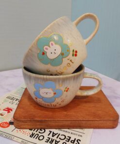 ماگ فنجون لاته خوری طرح گل کد 1630