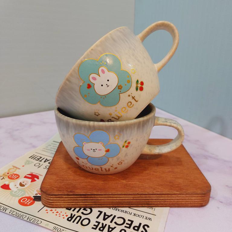 ماگ فنجون لاته خوری طرح گل کد 1630