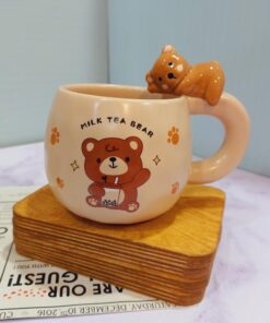 ماگ خرسی دسته برجسته قهوه ای کد 1678