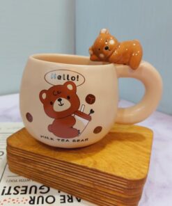 ماگ خرسی دسته برجسته قهوه ای کد 1678