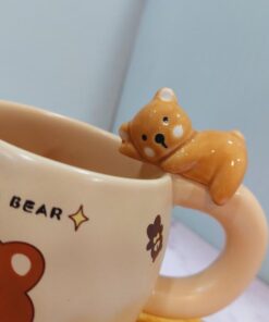 ماگ خرسی دسته برجسته قهوه ای کد 1678