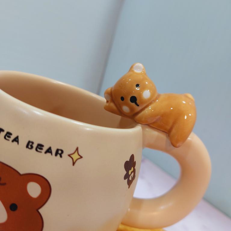 ماگ خرسی دسته برجسته قهوه ای کد 1678