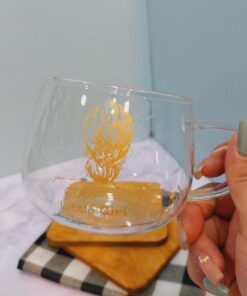ماگ شیشه ای طرح دختر طلایی کد 1690
