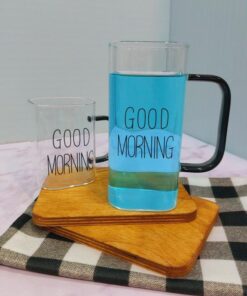 ماگ پیرکس دسته مشکی گود مورنینگ دو حجم کد1504