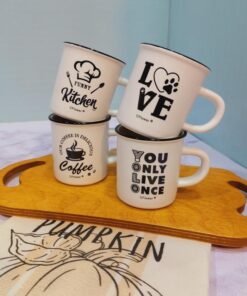 ماگ دسته دار سفید لبه مشکی کد 1699