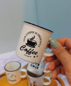 ماگ دسته دار سفید لبه مشکی کد 1699